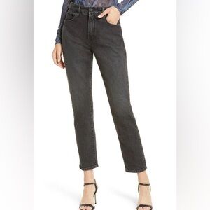 Good American Slim Fit Black High Waisted Ankle Crop Jeans Size 16